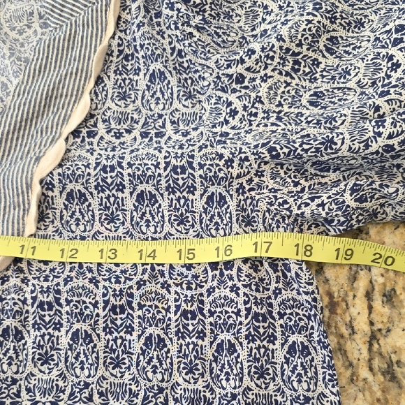 THML Top Alayah Floral Striped Ric-Rac Puff Sleeve Blue White Womens Size Small - Picture 11 of 11